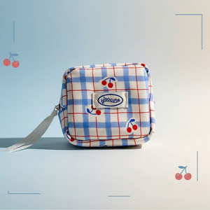 체리 포인트 파우치 노란색 블루 새상품