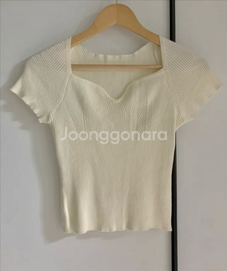 슬림 골지 반팔 스퀘어 니트--9