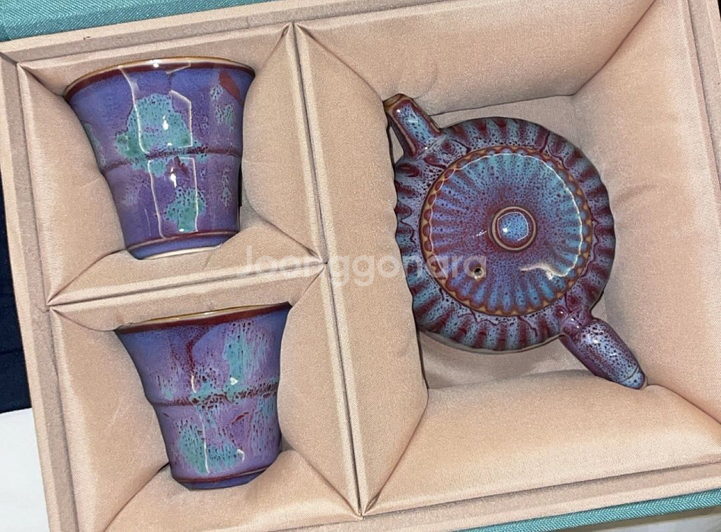 중국 허난성 위저우 핑산준요 균자 세트--0