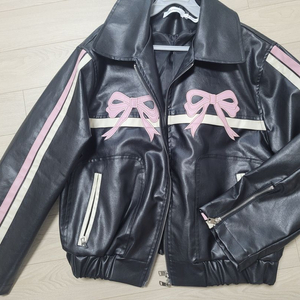 리본 레더 블루종 항공점퍼