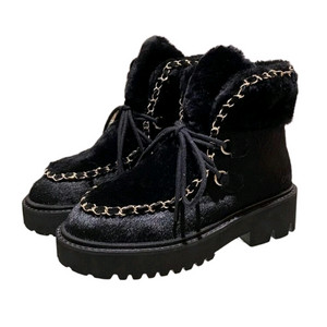 샤넬 블랙 퍼 송치 부츠