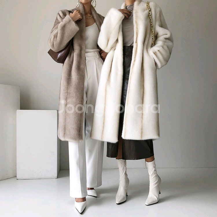 문트 세이블 페이크퍼 롱코트(크림아이보리)프리지아착용--1