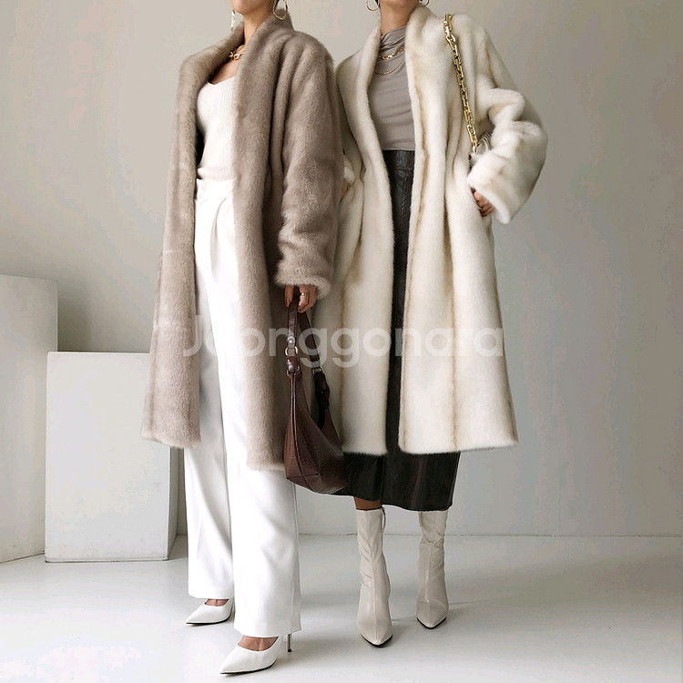 문트 세이블 페이크퍼 롱코트(크림아이보리)프리지아착용--0