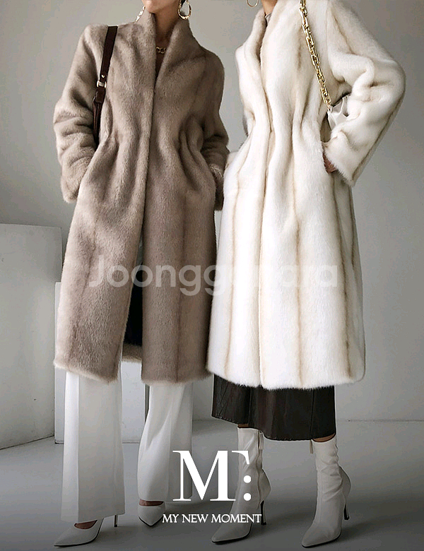 문트 세이블 페이크퍼 롱코트(크림아이보리)프리지아착용--3