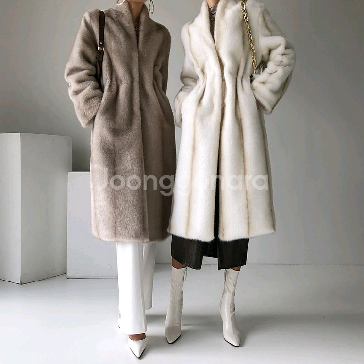 문트 세이블 페이크퍼 롱코트(크림아이보리)프리지아착용--2