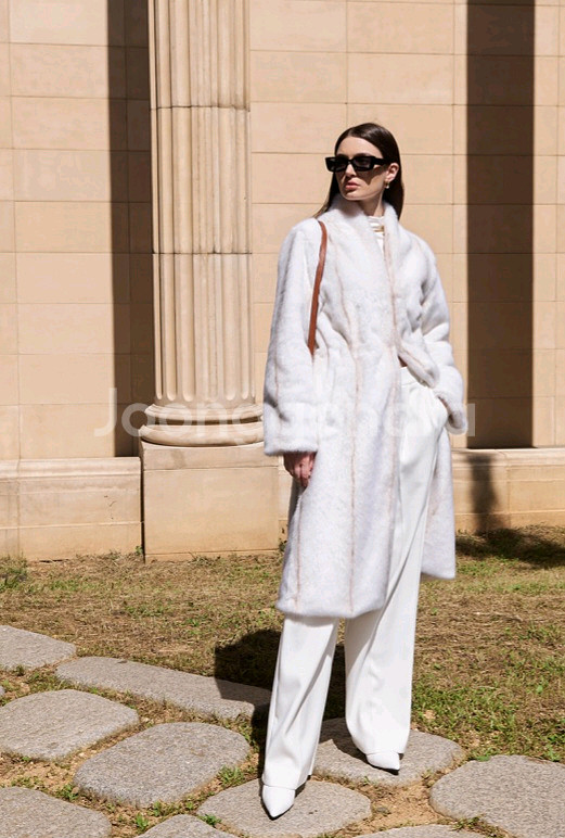 문트 세이블 페이크퍼 롱코트(크림아이보리)프리지아착용--4