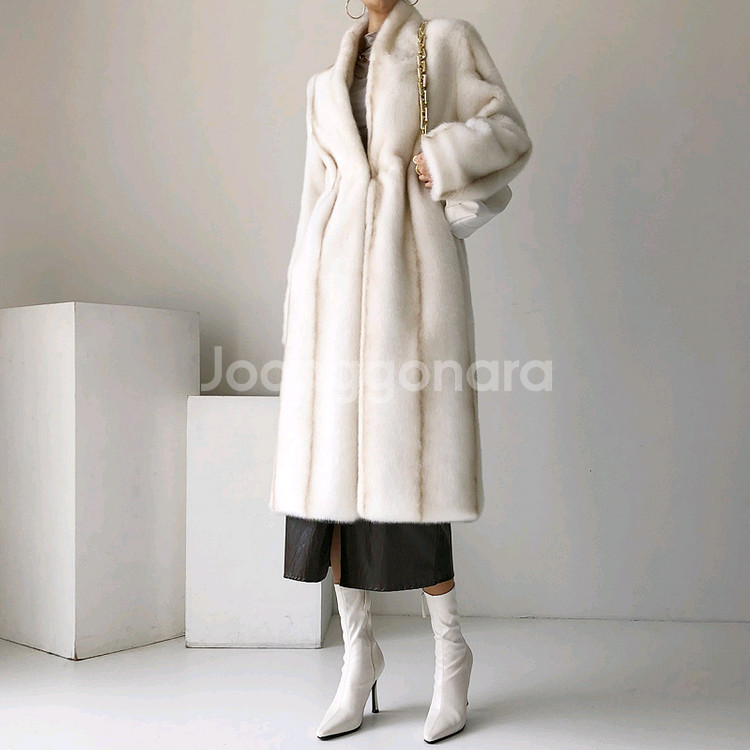 문트 세이블 페이크퍼 롱코트(크림아이보리)프리지아착용--7