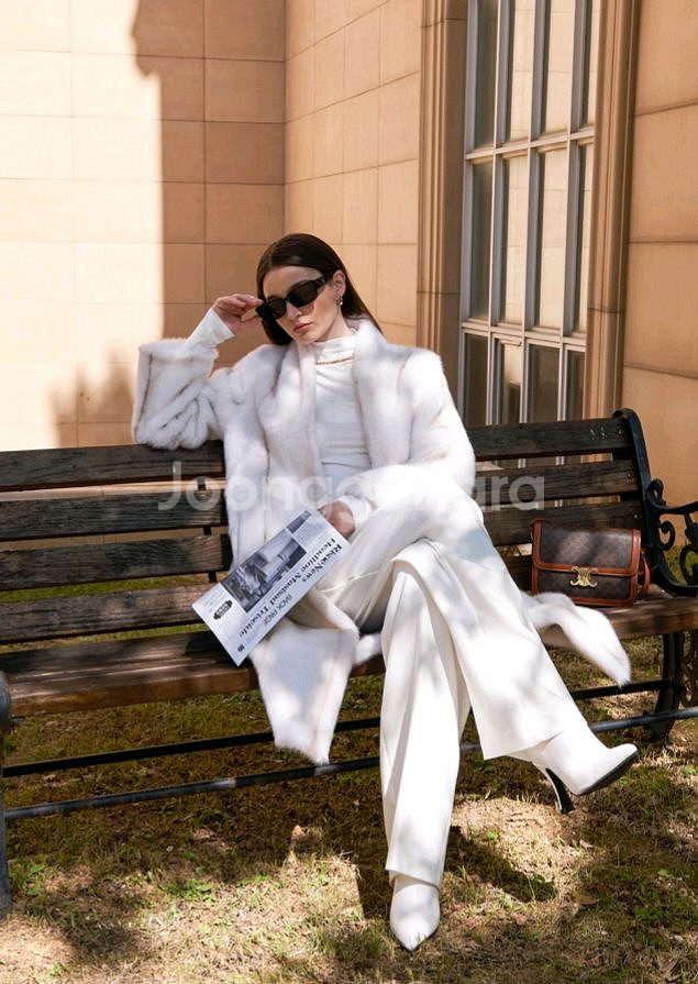 문트 세이블 페이크퍼 롱코트(크림아이보리)프리지아착용--5