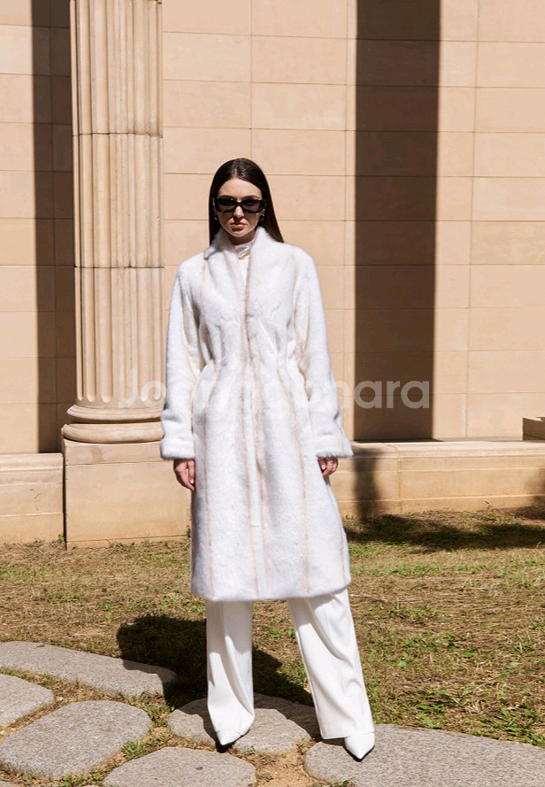 문트 세이블 페이크퍼 롱코트(크림아이보리)프리지아착용--6