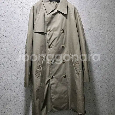 L) 자라 베이지 더블 브레스트 하이테크트렌치코트--1