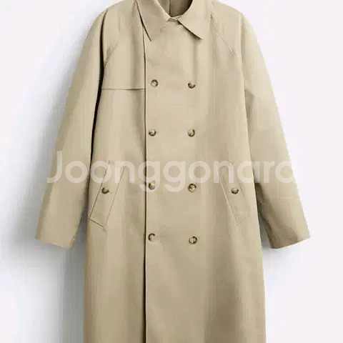L) 자라 베이지 더블 브레스트 하이테크트렌치코트--0