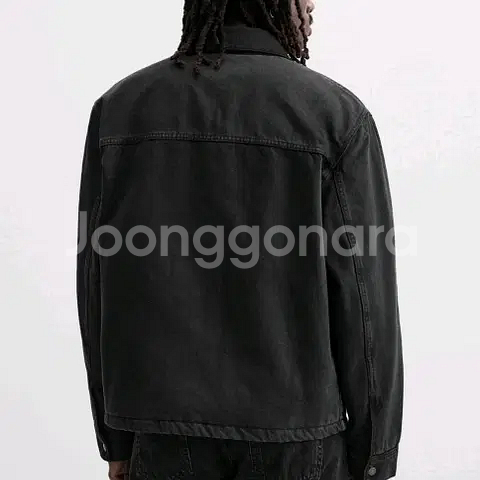 M) 자라 블랙 데님 집업 워크자켓 6987 411--2