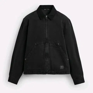 M) 자라 블랙 데님 집업 워크자켓 6987 411