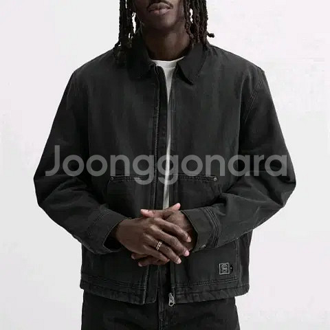 M) 자라 블랙 데님 집업 워크자켓 6987 411--1