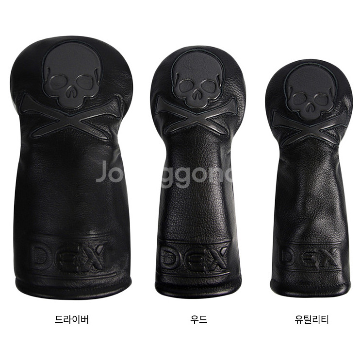 [미사용] 덱스골프 스컬 올블랙 헤드커버 세트--3