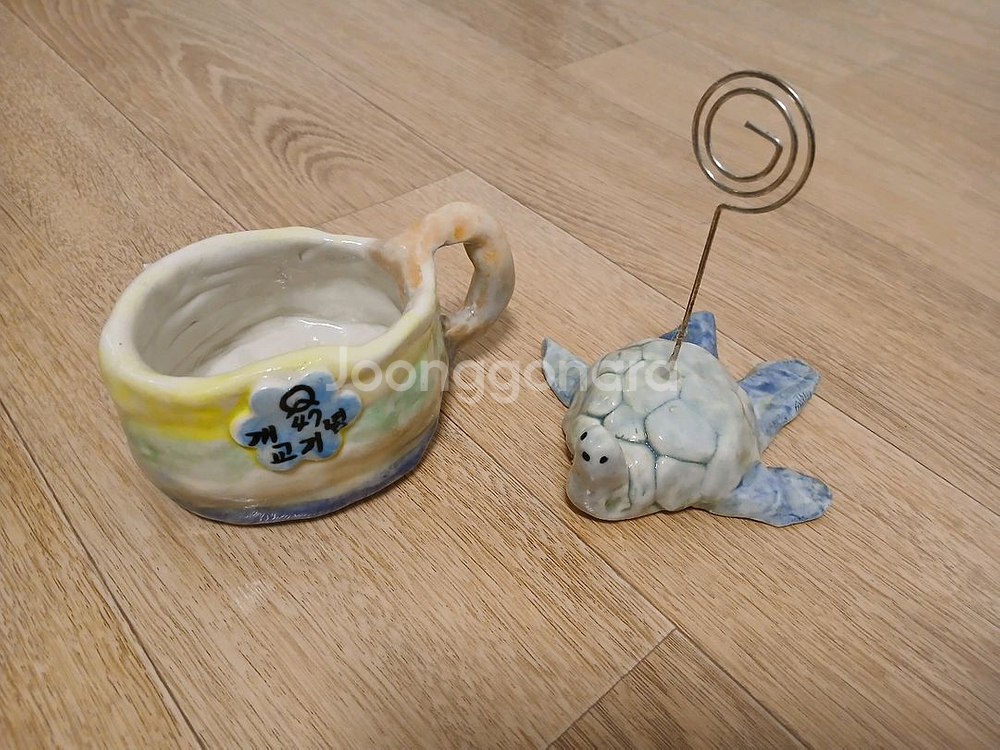 [새것] 도자기 컵과 메모꽂이--0