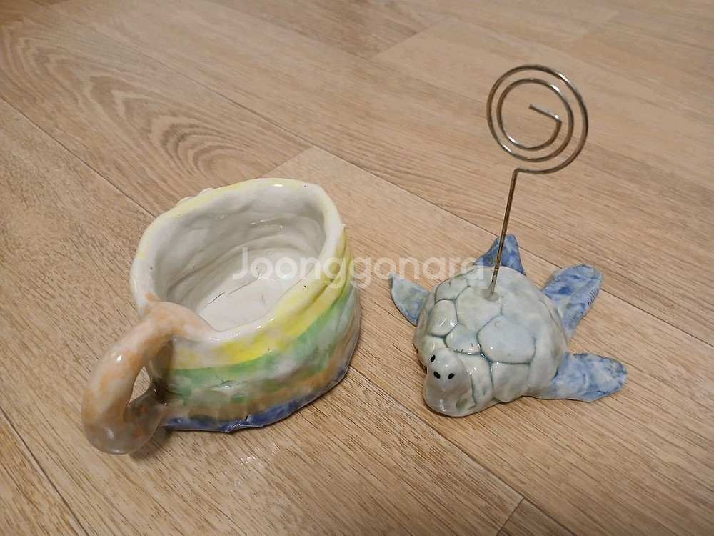 [새것] 도자기 컵과 메모꽂이--1