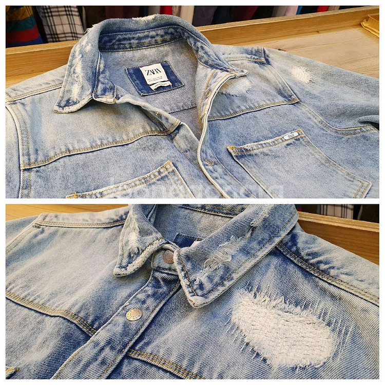 90/66.ZARA 빈티지 데님셔츠(공용)--3
