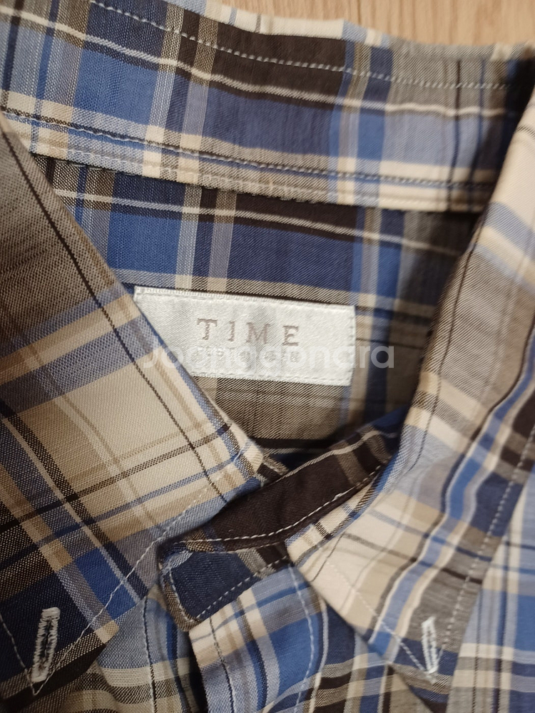 타임옴므 체크 반팔 카라 셔츠 95~100--1