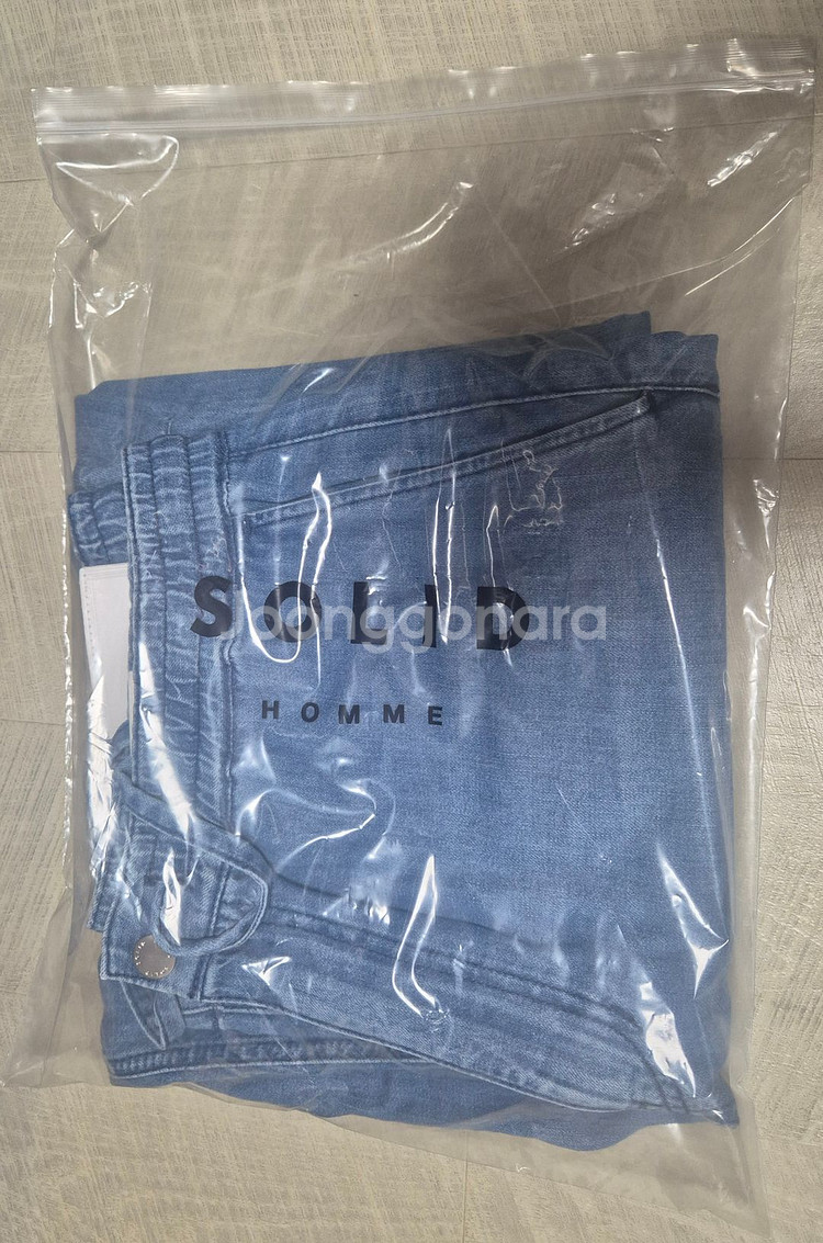 SS24 솔리드옴므 블루 와이드 밴딩 썸머데님팬츠--6