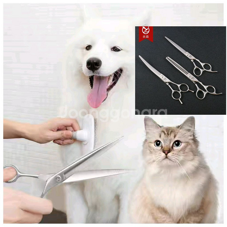 7인치 고급 애견 미용가위3p+구성품 풀세트(새상품)--0