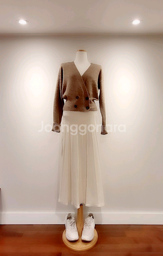 꽈배기st 패턴 니트 롱스커트 (F)--0