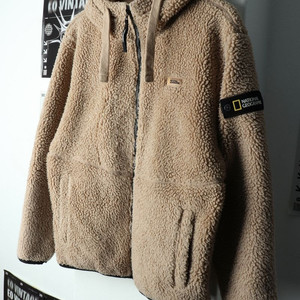 (L) 내셔널지오그래픽 후드집업 후리스 뽀글이 브라운