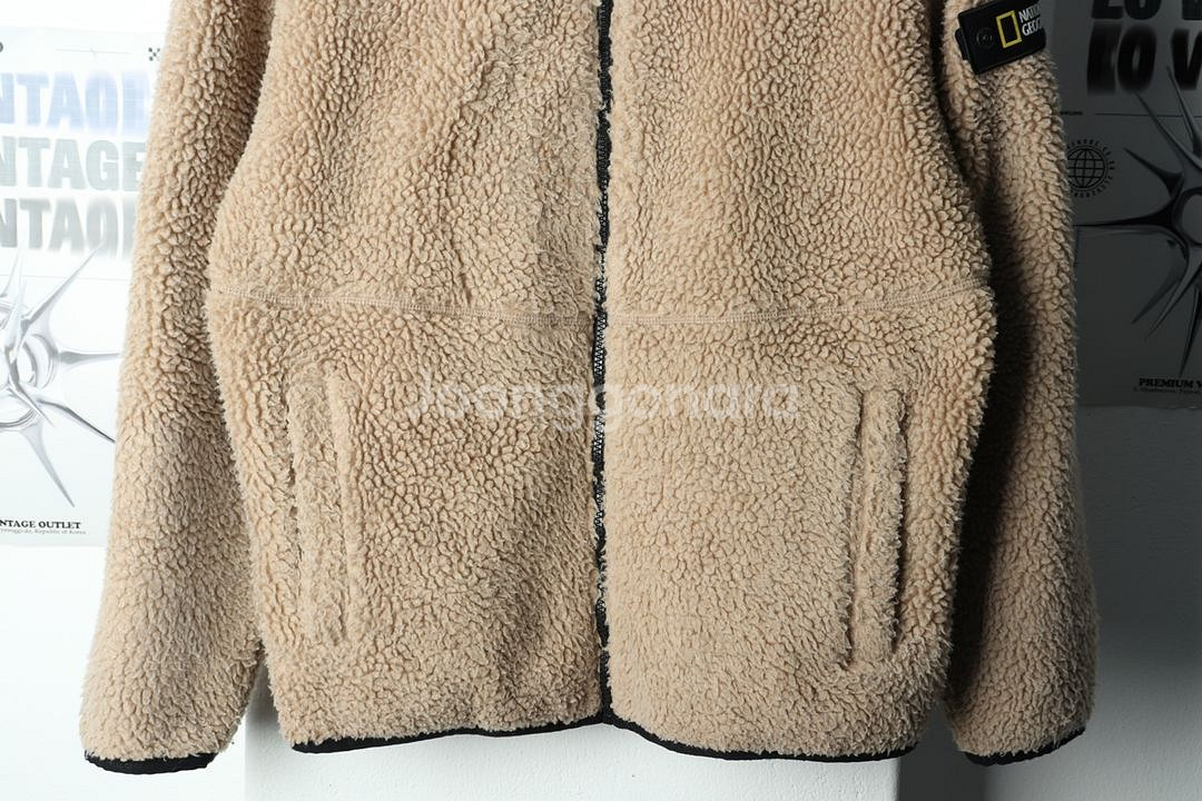 (L) 내셔널지오그래픽 후드집업 후리스 뽀글이 브라운--3