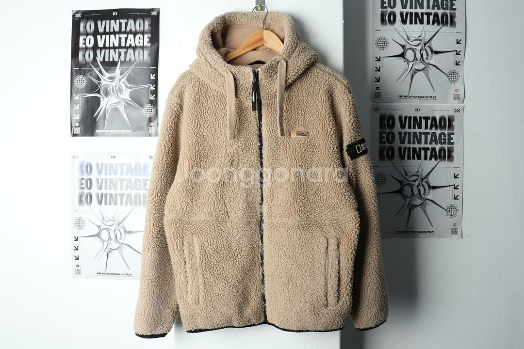 (L) 내셔널지오그래픽 후드집업 후리스 뽀글이 브라운--1