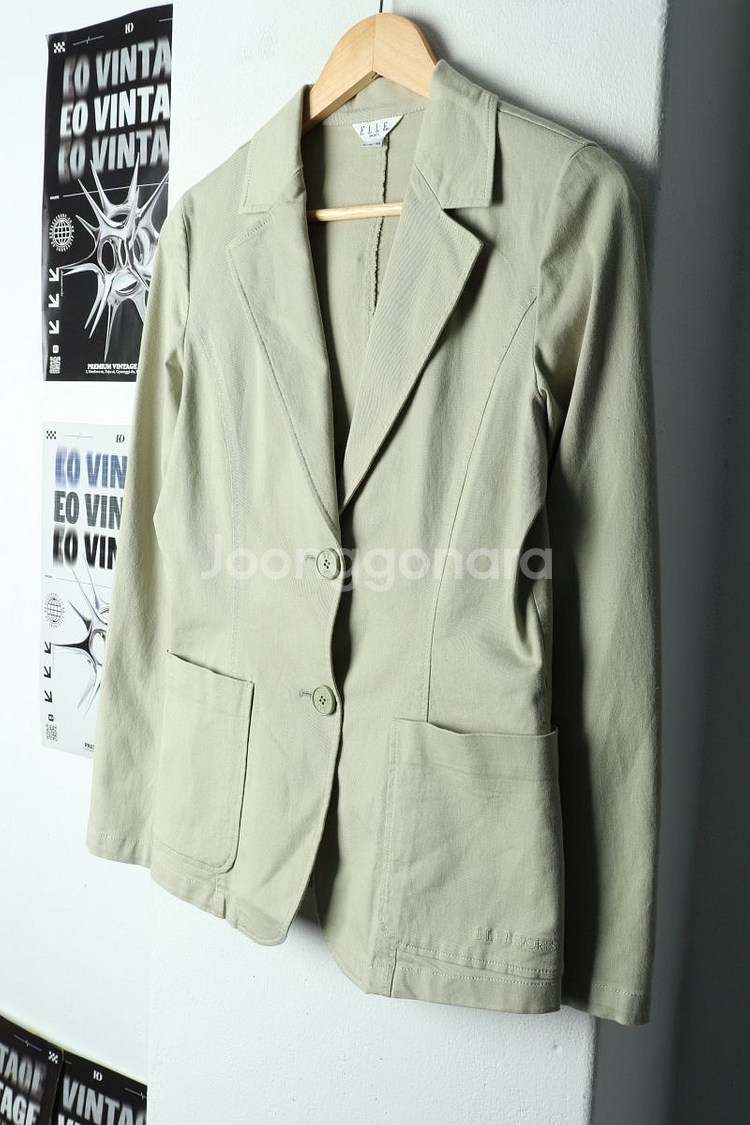 W(L) 엘르 정장 슈트 자켓 블레이저 베이지 면--0