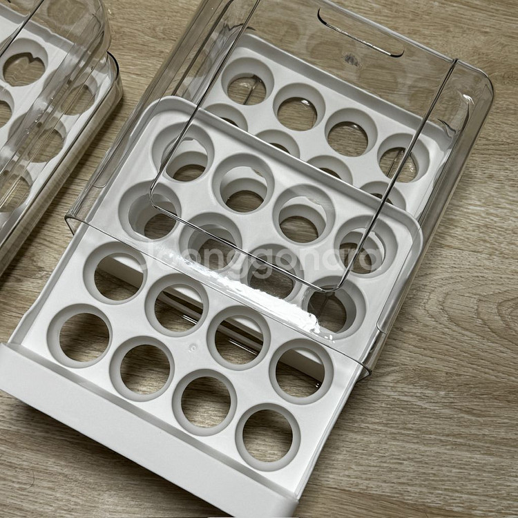 계란트레이 투명 서랍식 계란보관함 에그트레이 2단 32--1