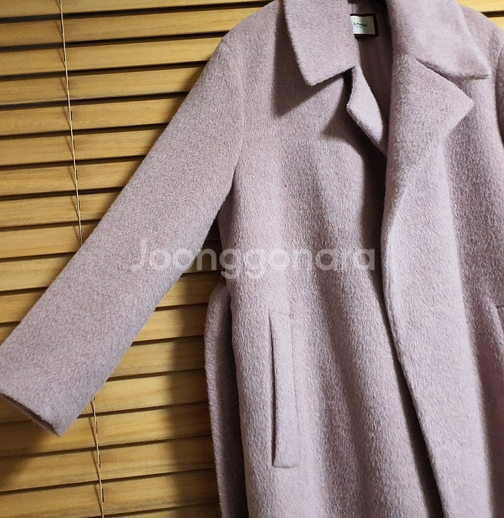 모조에스핀 핑크 벨티드 라마 울 코트 55 사이즈 정품--6