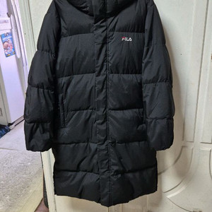 휠라키즈 블랙 다운 롱패딩 155사이즈