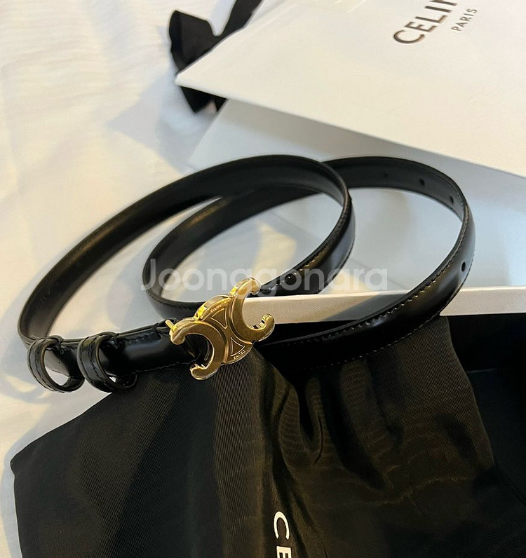 셀린느 트리옹프 벨트 (스몰 금장 75사이즈) 풀박스--3