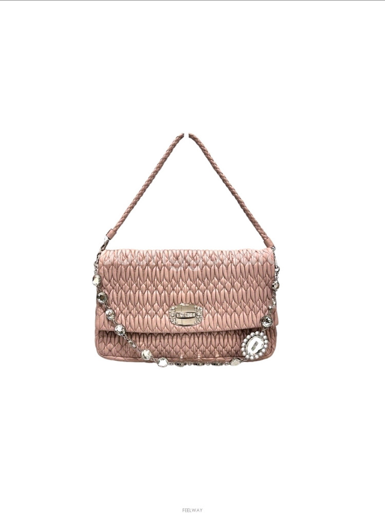 미우미우 마틀라쎄 크리스탈 체인 숄더백--2