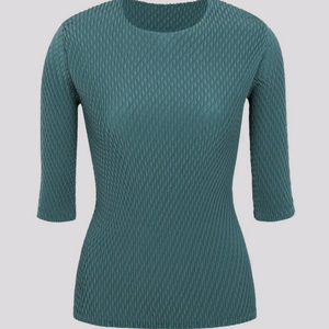 이세이미야케 탑 롬버스 플리츠 탑 블라우스 블루 그린