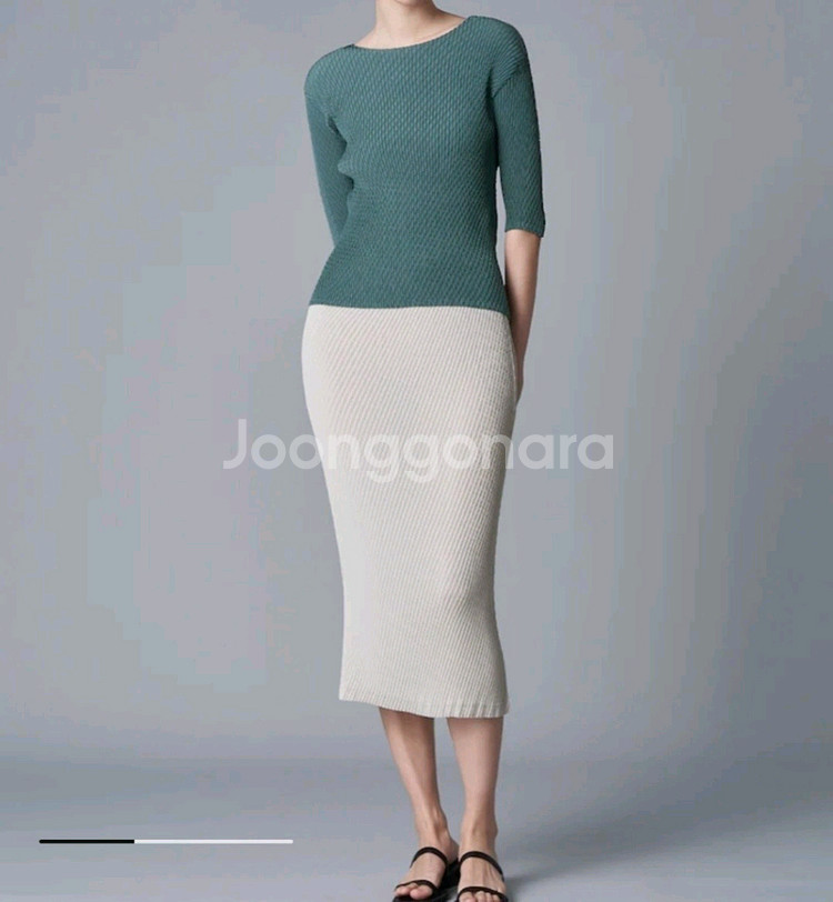 이세이미야케 탑 롬버스 플리츠 탑 블라우스 블루 그린--7