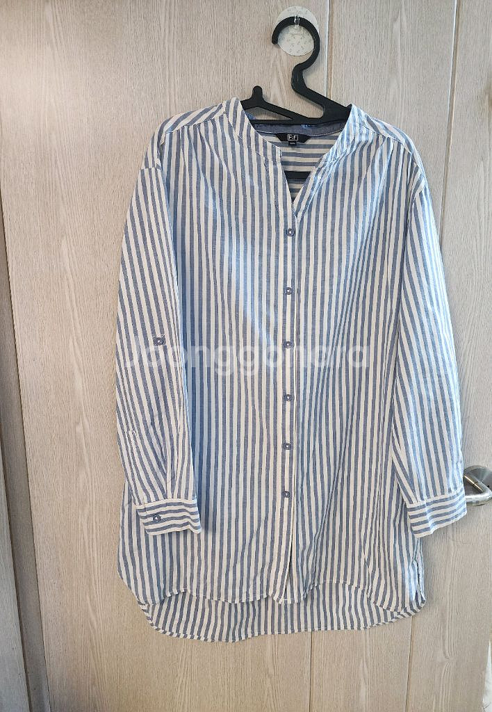 스트라이프 롤업 롱셔츠 XL--0