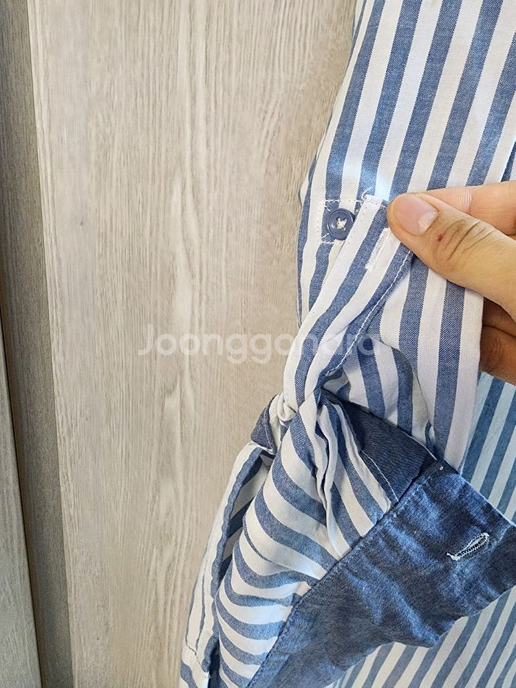 스트라이프 롤업 롱셔츠 XL--3