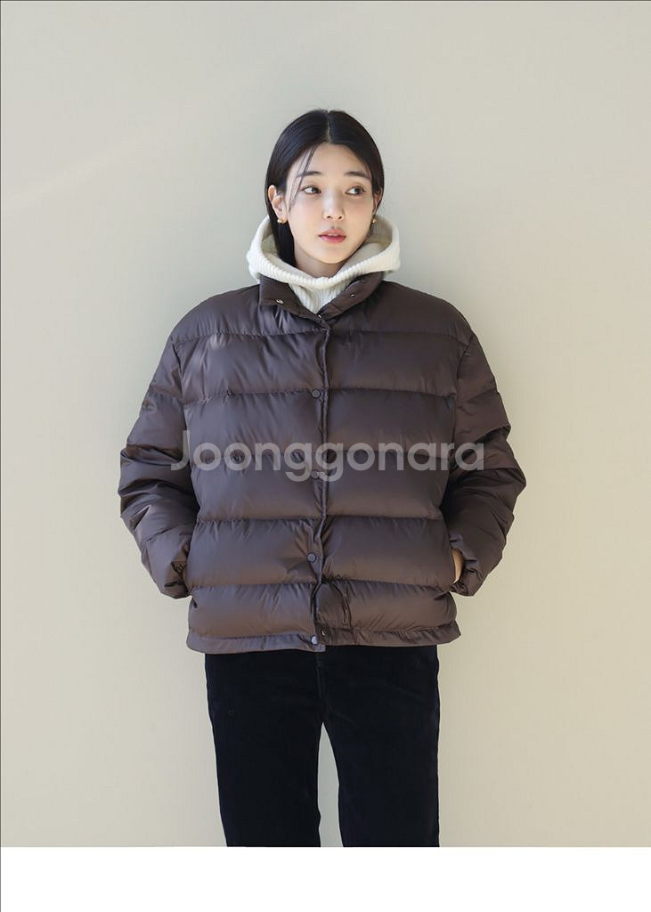 디그 브라운 구스 디운 숏패딩--0