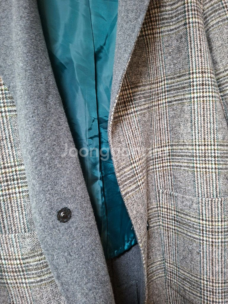 체크 핸드메이드 코트--2