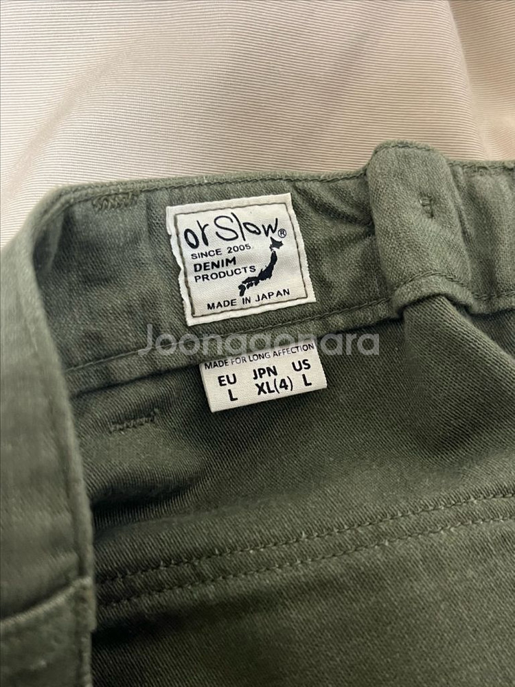 [4] 오어슬로우 빈티지핏 퍼티그 팬츠 다크 올리브 색--6