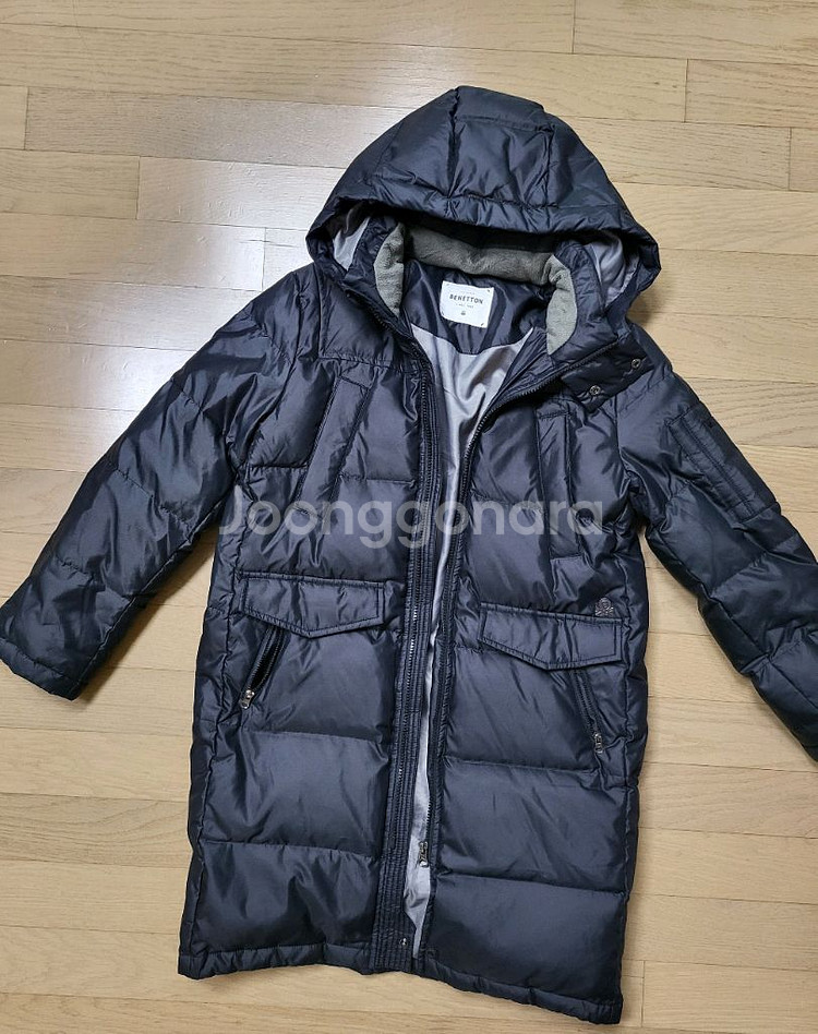 베네통 후드 롱 패딩 블랙(155사이즈)--0