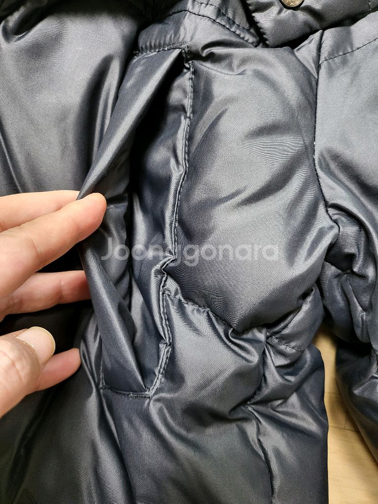 베네통 후드 롱 패딩 블랙(155사이즈)--2