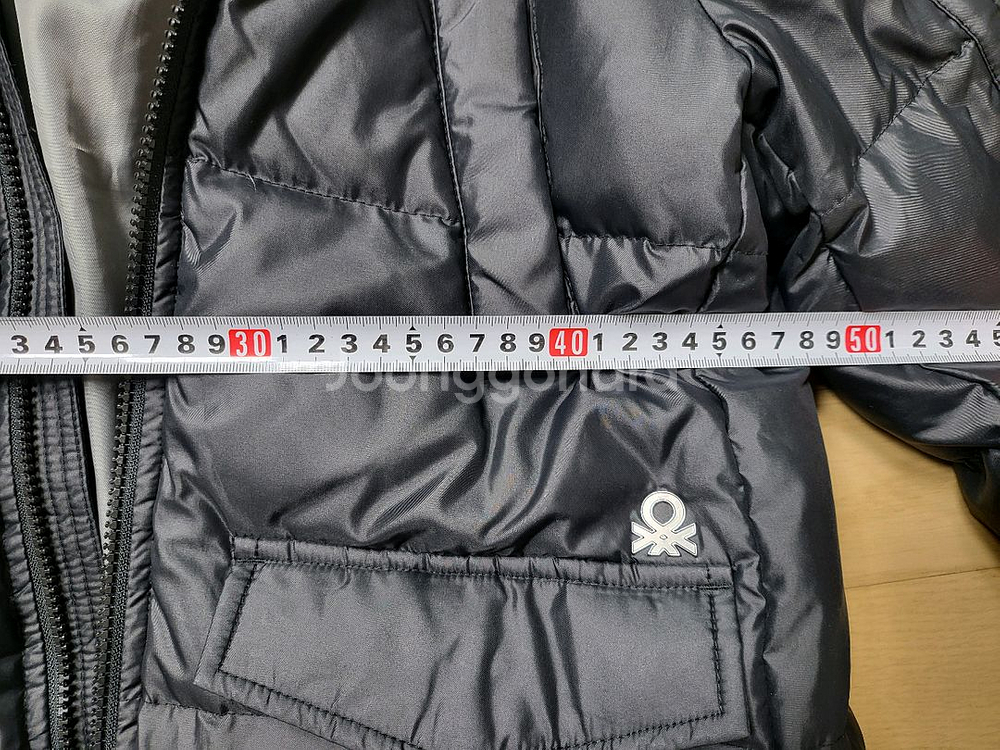 베네통 후드 롱 패딩 블랙(155사이즈)--7