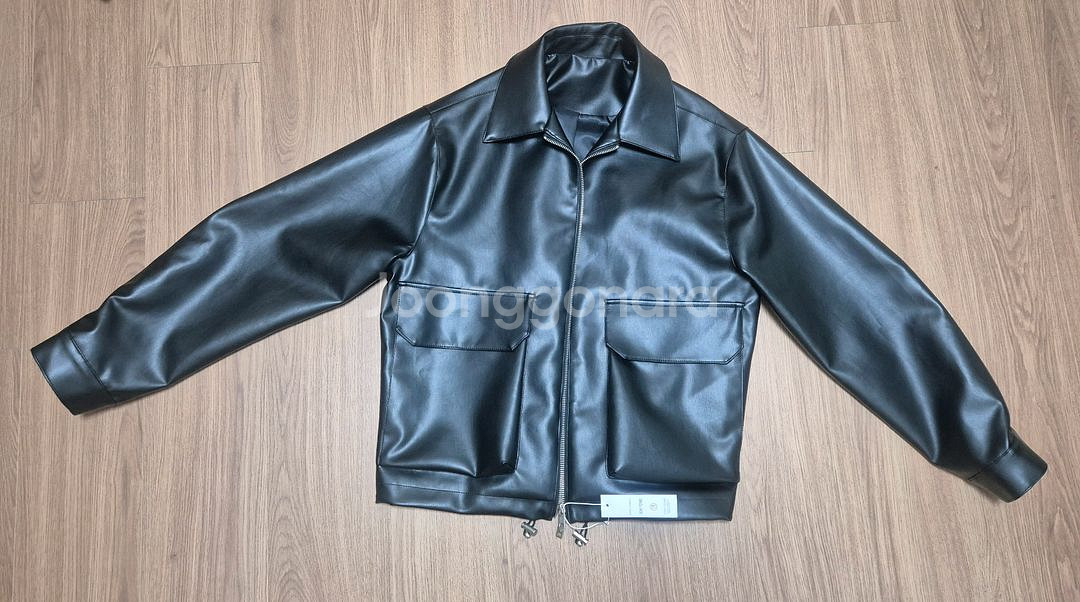 (새상품)아이러니 화이트라인 크루얼티프리 싱글 레더자켓--0