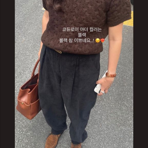 에토스 코듀로이 바지 검정L