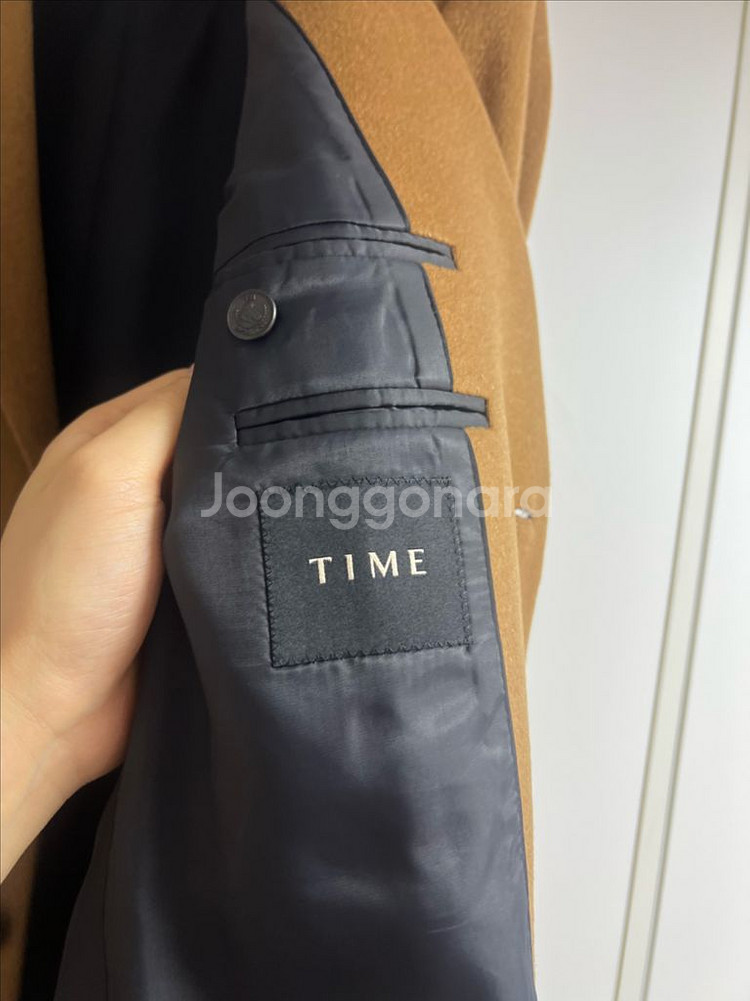 타임옴므 캐시미어100% 싱글코트 카멜 100사이즈--1