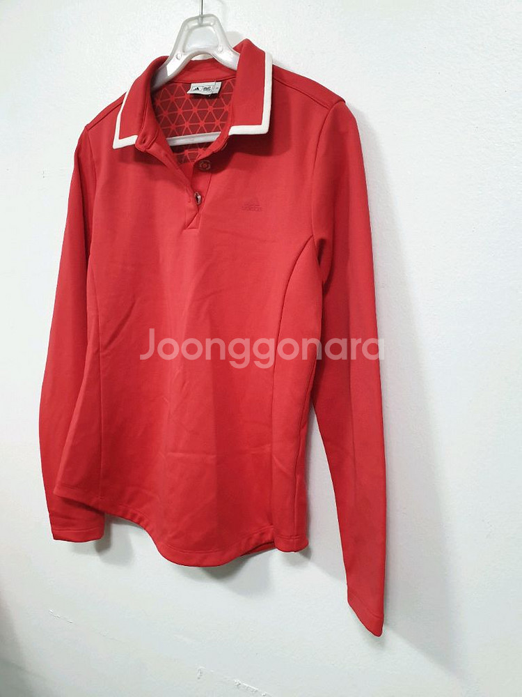 아디다스 레드 기모 카라 티셔츠 S사이즈--1