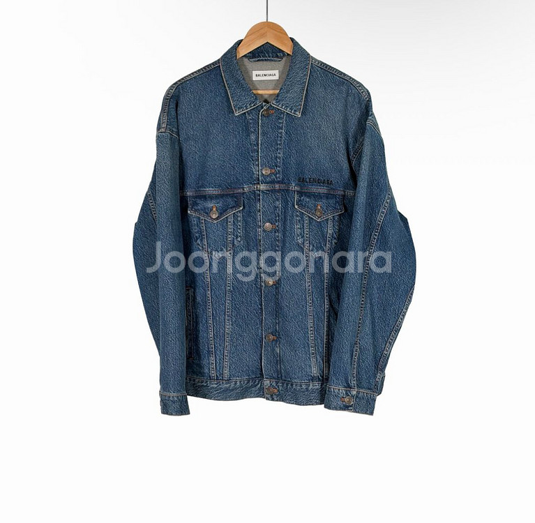 [40] 발렌시아가 자수 로고 오버사이즈 데님 청자켓--0